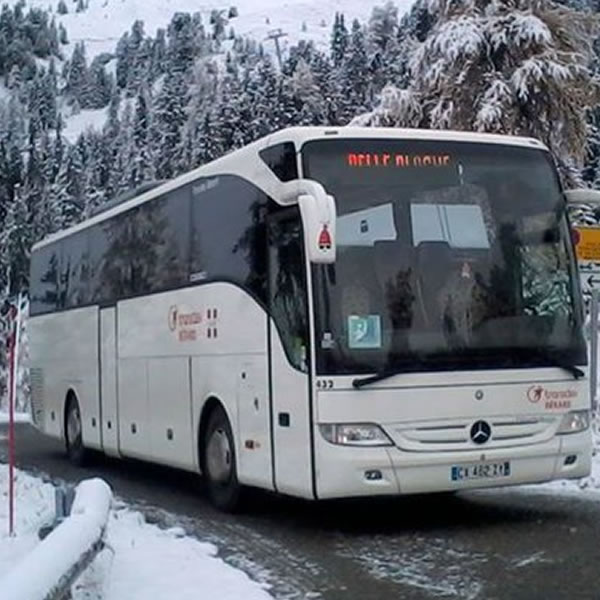 bus travelling through the french alps